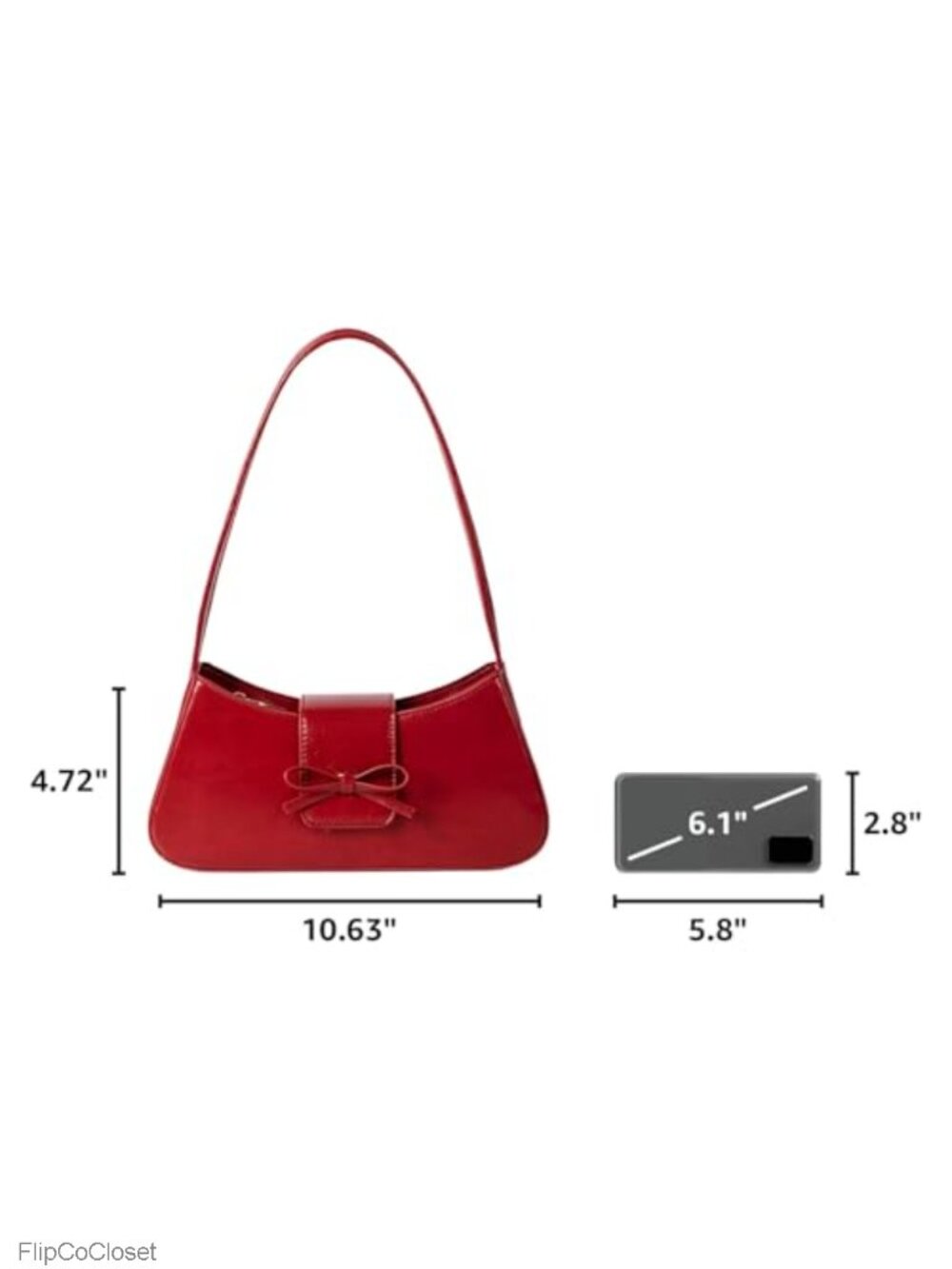 Faux Leather Shoulder Bag with Bow Small Cute Purse Mini Hobo Handbag - Picture 2 of 6